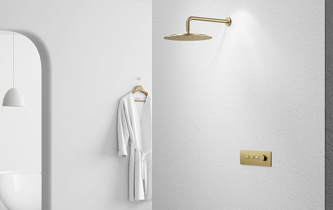 VBFF-Shower Head,rain shower head, 12 inch- Round Shower Head, 1.8 GPM Flow Rate, rainfall showerhead,VBFF13 (Brushed Gold)