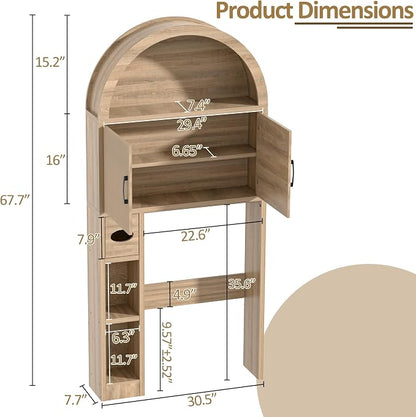 Spurgehom Over Toilet Storage Cabinet, Bathroom Arch Organizer,Wood | Freestanding Arch Bathroom Cabinet with Anti-Tipping Safety Kit, Space-Saving Toilet Storage Shelf, Toiletries Organization.