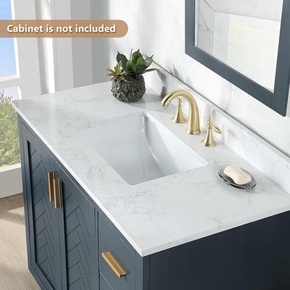 Ceres 43" Engineered Stone Vanity Top in Grain White with Single White Sink