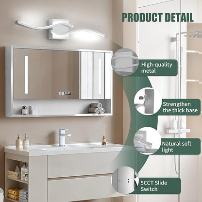 LED Bathroom Vanity Light Dimmable 5CCT 40in, Brushed Nickel | 2700K-6500K Selectable, CRI>80, Rust-Proof Metal & Acrylic, ETL Certified, For Bathroom Mirrors, Washrooms, Vanity Areas