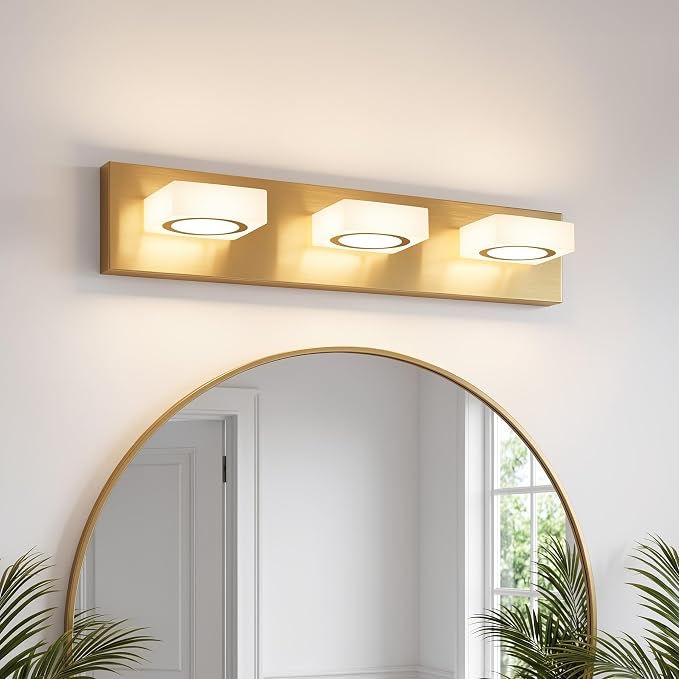 Bathroom Vanity Light, 3-Light 24 Inch Brushed Gold 5CCT 2700-6500K LED Bathroom Light Fixtures Over Mirror, Vanity Lighting Modern Bath Wall Sconce for Mirror Bedroom Living Room