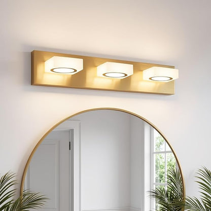 Bathroom Vanity Light, 3-Light 24 Inch Brushed Gold 5CCT 2700-6500K LED Bathroom Light Fixtures Over Mirror, Vanity Lighting Modern Bath Wall Sconce for Mirror Bedroom Living Room