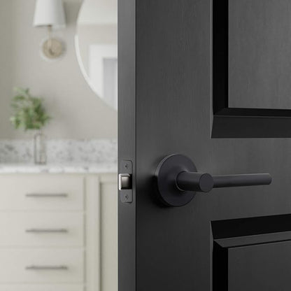 Amazon Basics Contemporary Madison Door Lever - Passage - Matte Black, 6-Pack