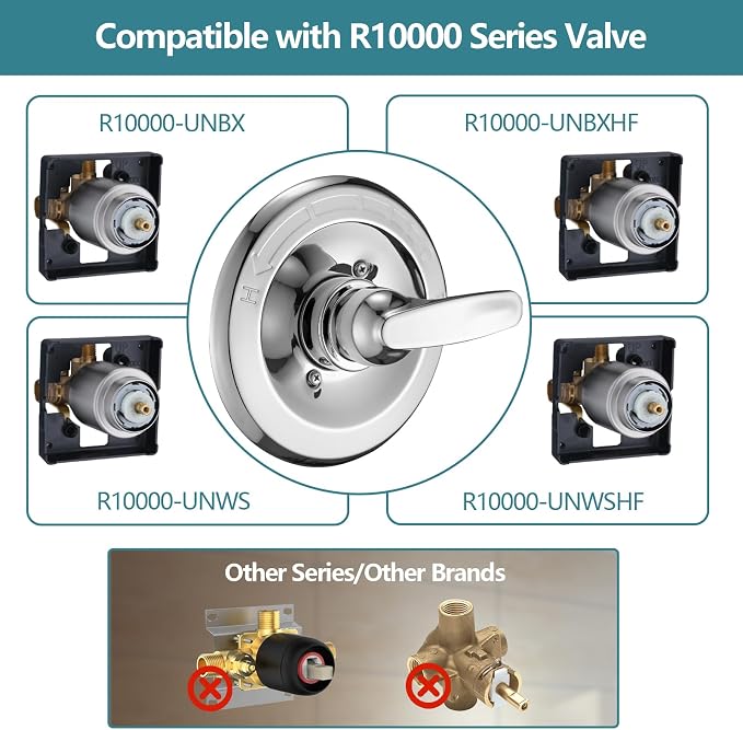 Shower Trim Kit Compatible with 1300/1400 Series, 1 Handle, Long Sleeve (Valve& Catridge Not Inclued), Chrome