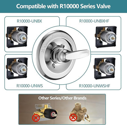Shower Trim Kit Compatible with Delta 13/14 Series, Shower Cover Plate with Handle (Valve& Catridge Not Inclued), Chrome