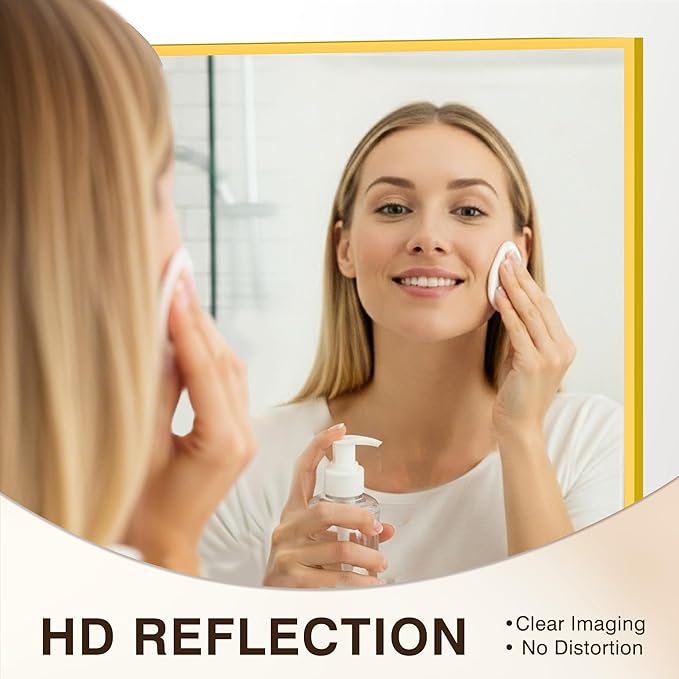 FICTOR Bathroom Vanity Mirror for Over Sink, 60" x 36", Gold | Anti-Rust Frame, Shatterproof Tempered Glass, Vertical/Horizontal Wall Mounted Mirror for Bedroom, Entryway, Living Room