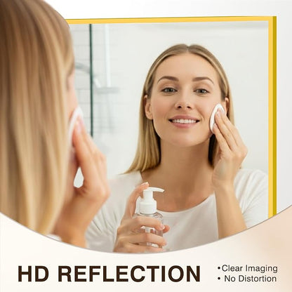 FICTOR Bathroom Vanity Mirror for Over Sink, 55" x 30", Gold | Anti-Rust Frame, Shatterproof Tempered Glass, Vertical/Horizontal Wall Mounted Mirror for Bedroom, Entryway, Living Room