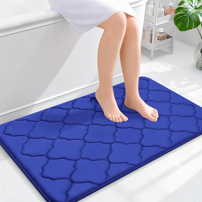 OLANLY Memory Foam Bath Mat Rug 36x24, Ultra Soft and Absorbent Bathroom Rugs, Non-Slip, Comfortable, Machine Washable Bath Carpet for Bathroom Floor, Tub Shower and Home Decor Accessories, Royal Blue