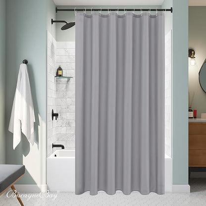 Fabric Shower Curtain Liner 72"Wx78"L-Silver Grey Extra Long Shower Liners | Hotel Quality Water Resistant Machine Washable Shower Liner-Cloth Polyester Light Weight High Ceilings Bathroom Curtain Liner