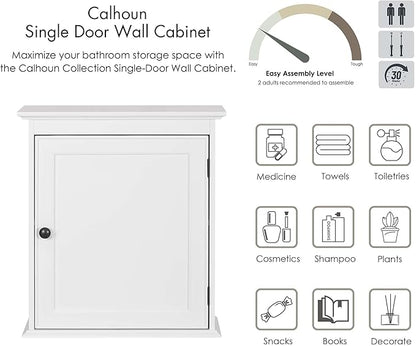 Spirich Small Bathroom Wall Cabinet, Wall Mounted Storage Cabinet, Medicine Cabinet Organizer for Bathroom, Kitchen, Living Room, White