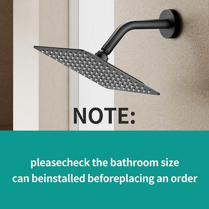 Square Rain Shower Head, High Flow Stainless Steel,Work with any decorative style，All Metal Rainfall Shower Head (Matte Black, 8)