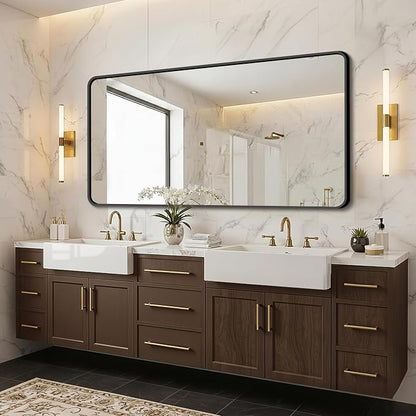 FICTOR Bathroom Mirror for Over Sink, 30"x60" Vanity Mirror for Wall, Black | Shatterproof Tempered Glass, Anti-Rust Frame, Vertical/Horizontal Mounting, Wall Mirror for Bedroom, Living Room, Entryway