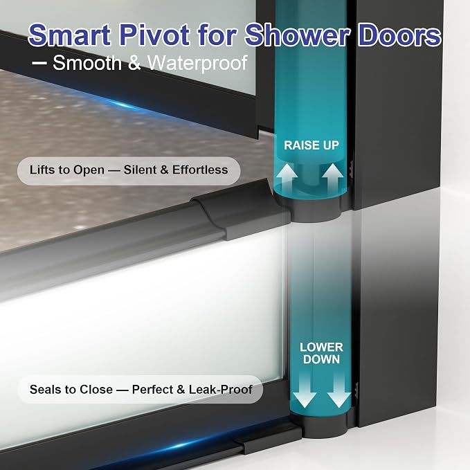 32"-34" W x 72" H Frameless Pivot Frosted Shower Door Matte Black | 1/4"(6mm) SGCC Tempered Glass with Explosion-Proof Film &Nano Coating,Customizable Width