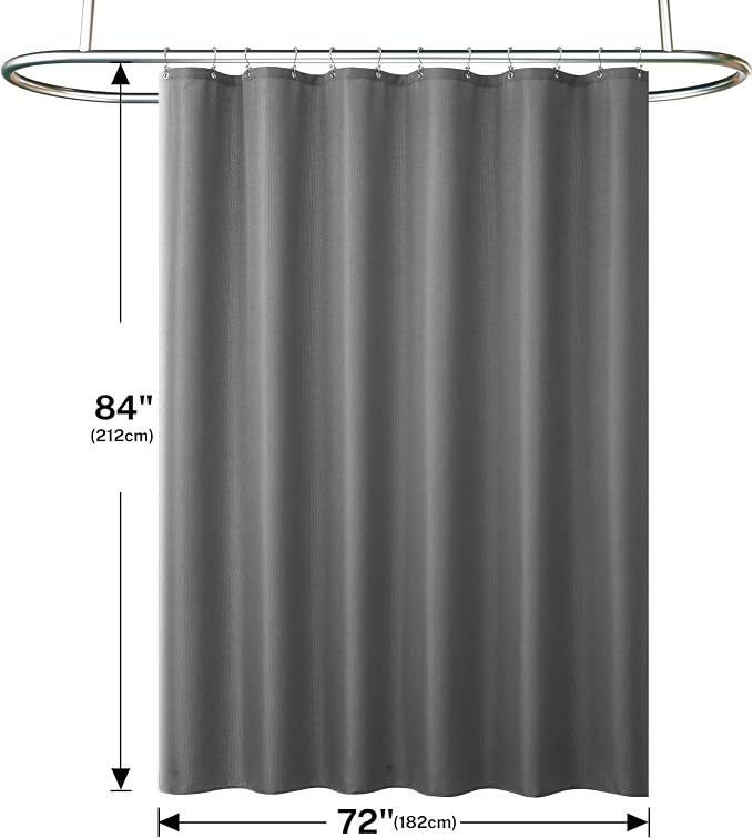 3 in 1 Shower Curtain Set, 72x84 Grey Shower Curtain and Liner with 12 Double Sided Shower Curtain Hooks, Cloth Shower Curtains for Bathroom,Waterproof