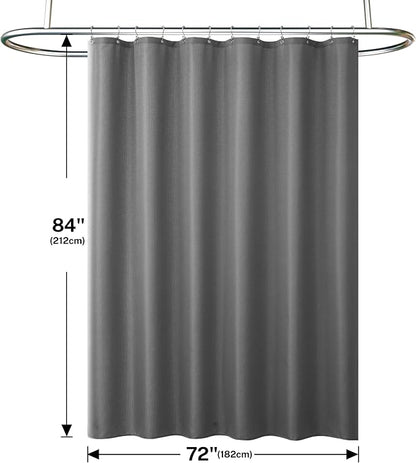 3 in 1 Shower Curtain Set, 72x84 Grey Shower Curtain and Liner with 12 Double Sided Shower Curtain Hooks, Cloth Shower Curtains for Bathroom,Waterproof