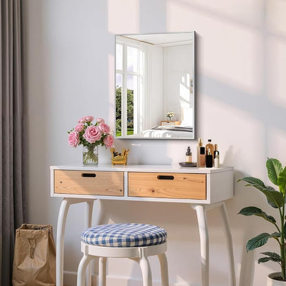COFENY Silver Bathroom Mirror for Wall, 18x24 Inch Rectangle Mirror with Metal Frame, Modern Vanity Mirrors for Bathroom Living Room, Entryway Hangs Horizontal or Vertical