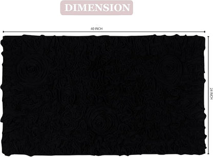 Home Weavers Bell Flower Collection 100% Cotton Tufted Bath Rugs, Extra Soft and Absorbent Bath Rugs, Non-Slip Bath Mats, Machine Washable, Bath Mats for Bathroom Floor, 24"x40" Rectangle, Black