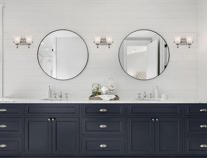 Design House 587774 Torino Traditional 2-Light Indoor Dimmable Up/Down Mount Bathroom Vanity Light with Frosted Glass for Hallway Foyer, Satin Nickel