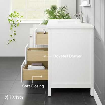 Eviva Britney 48 in. White Single Sink Bath Vanity with Carrara Quartz Top and Undermount Porcelain Sink