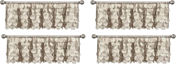 Lush Decor Gigi Window Curtain Valance, 14" Long x 70" Wide, Wheat (Pack of 4)
