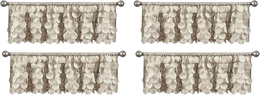 Lush Decor Gigi Window Curtain Valance, 14" Long x 70" Wide, Wheat (Pack of 4)