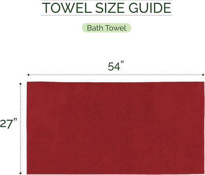Elegant Comfort 100% Turkish Cotton Corduroy Ribbed Luxury Soft 2 Pack Bath Towels 27 x 54 Inch - Ultra Plush, Absorbent, Quick Dry, Hotel Spa Quality Towels for Bathroom Essentials, Burgundy