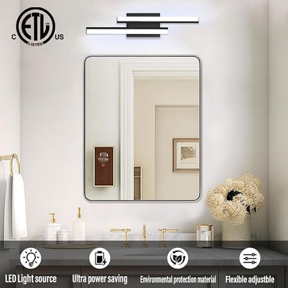ETL Listed 24 inch Retractable Bathroom Vanity Light- 5CCT Optional Bathroom Light 2700K/3000K/3500K/4000K/5000K/ Bar Vanity Light for Bathroom Mirror Bedroom-25W 1 Pack