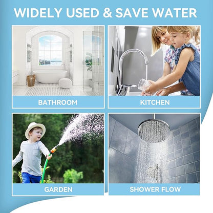 MAYYAYA 7-Pc Brass Shower Flow Saver Kit, 1/2", 6 Color Options | MAYYAYA brass flow saver kit: 6 color-coded reducers (1.2-2.5 GPM); durable 1/2" connector; fits fixed & handheld showers