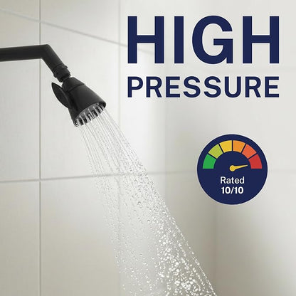 HammerHead Showers® Solid Metal 2 Inch High Pressure Shower Heads - MATTE BLACK – 2.5 GPM Shower Heads High Pressure - High Flow Shower Head with ADJUSTABLE SPRAY PATTERN - Fixed Shower Head