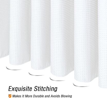 230GSM White Shower Curtain, 72 X 72 | 230GSM Fabric Shower Curtain for Bathroom - Soft Cloth & Hotel Spa Luxury, Water Repellent, Machine Washable