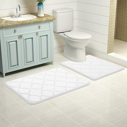 OLANLY Memory Foam Toilet Rugs U-Shaped 24x20, Ultra Soft and Absorbent Bathroom Rugs, Non-Slip, Comfortable, Machine Washable Contour Bath Mat for Toilet Base, Home Decor Accessories, White