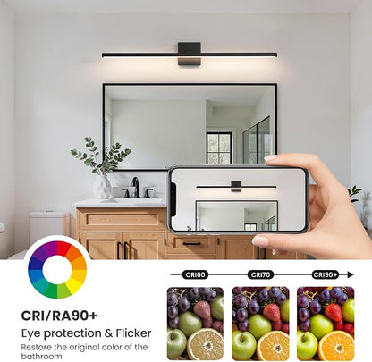 Modern Bathroom Vanity Light 32 Inch Matte Black Dimmable 5CCT LED Vanity Light Bar for Bathroom Lighting Fixtures Over Mirror Cabinets Bedroom, 24W