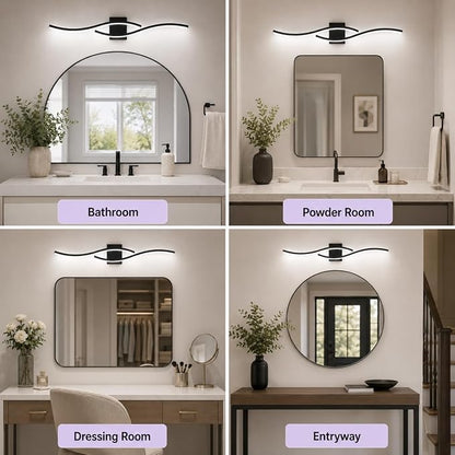 Modern Vanity Lights Dimmable Bathroom Light Fixtures Over Mirror Bathroom LED Vanity Light for Bathroom Living Room (Black,39.37Inch,5500K)