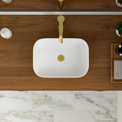 Logmey 18 Inch Bathroom Sink 18x14 Countertop Vessel Sink Rectangular Large Porcelain Ceramic White Bathroom Sink Modern Above Counter Vanity Sink Bowl