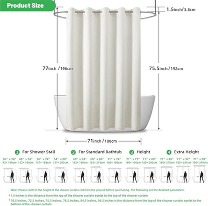 No Hook Waffle Shower Curtain, No Liner Needed Separate, 71x77 Inch, Cream | 100% waterproof TPU-laminated backing, magnetic weighted hem, machine washable, shower curtain set for bathroom or hotel use