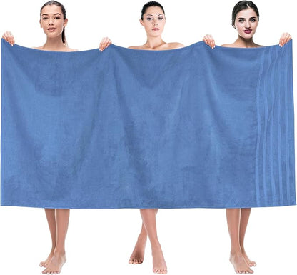 American Soft Linen 35x70 Jumbo Large Bath Towel, 600 GSM 100% Cotton Turkish Bath Sheet, Oversized Luxury Bath Towel for Bathroom Beach and Pool, Electric Blue