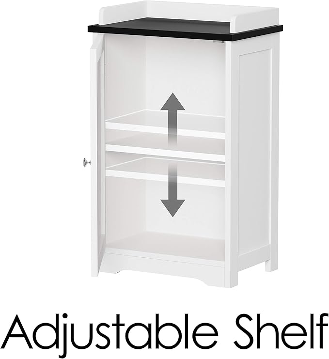 Lavish Home 2-Tier Bathroom Floor Storage Cabinet – 29” Tall Free Standing White Cupboard with Adjustable Shelf, Shutter-Style & Slatted Look Door – Towel, Toiletries, or Laundry Organizer