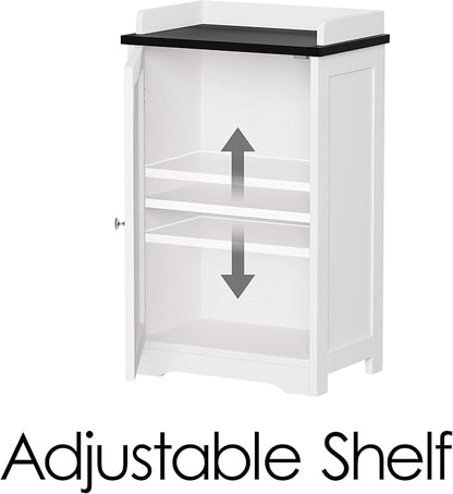 Lavish Home 2-Tier Bathroom Floor Storage Cabinet – 29” Tall Free Standing White Cupboard with Adjustable Shelf, Shutter-Style & Slatted Look Door – Towel, Toiletries, or Laundry Organizer