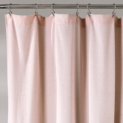Lush Decor Linen Button Shower Curtain, 72" W x 72" L, Blush & Off White - Pink Bathroom Curtain - Fabric Shower Curtains - Farmhouse Bathroom Decor (Pack of 6)