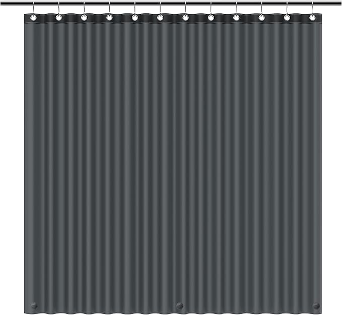 EHZNZIE Shower Curtain Liner Light Weight PEVA, Shower Liner 72x72 Inches, Waterproof, No Chemical Smell with 12 Rust Proof Metal Grommets for Bathroom Shower Curtain, Dark Grey