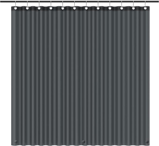 EHZNZIE Shower Curtain Liner Light Weight PEVA, Shower Liner 72x72 Inches, Waterproof, No Chemical Smell with 12 Rust Proof Metal Grommets for Bathroom Shower Curtain, Dark Grey
