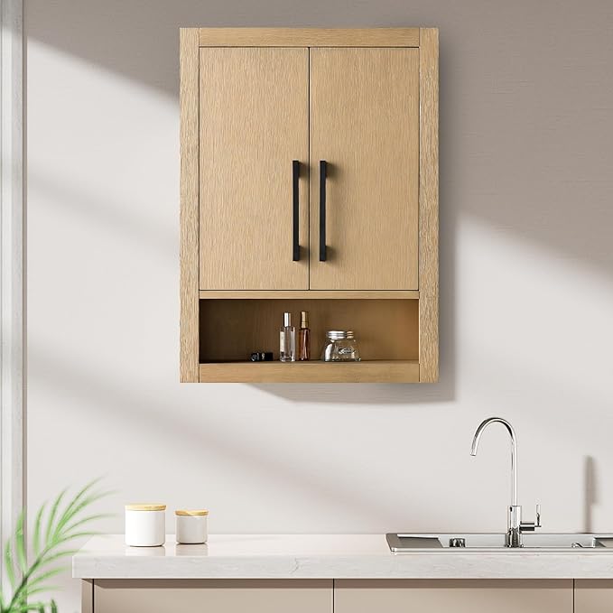 Vanity Art 24 inch Bathroom Vanity with Storage Cabinet & Shelves, Storage Cabinet with Soft-Closing Doors, VA90-TC-NO-GB1