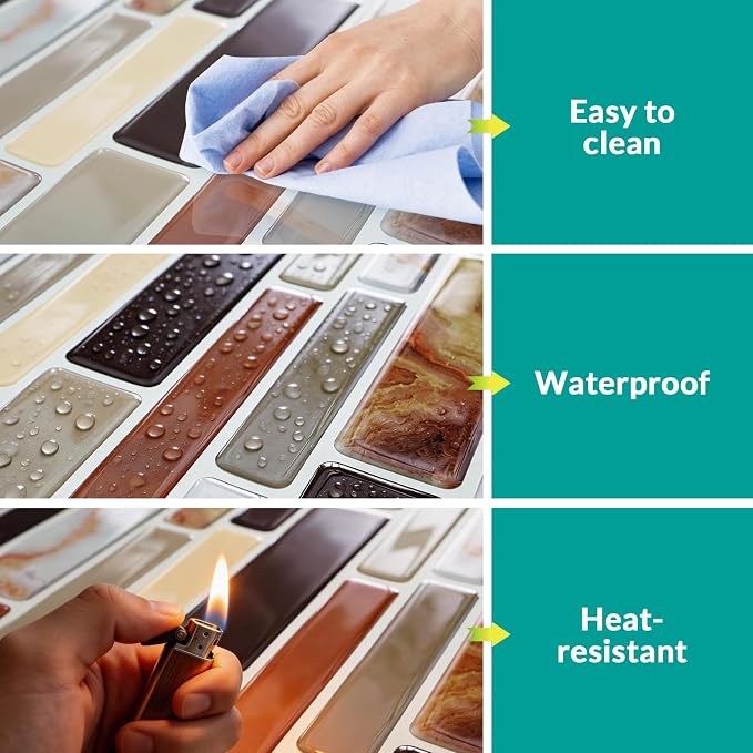 Joysticky 10-Sheet Peel and Stick Backsplash, 12" * 12" Crystal Texture Stick on Tiles Backsplash for Kitchen & Bathroom, Thicker Design Peel and Stick Wall Tiles (Coffee Gold)