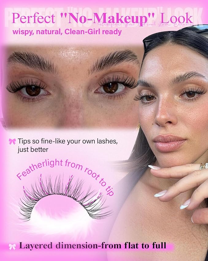 Wispy Lash Clusters Kit Venus Invisible Band Eyelash Clusters 8-16mm Lash Extension Kit Natural Lashes Clusters Eyelash Extension Kit with Thin Band Lash Cluster Clear Lash Glue and Tweezers by Wtvane