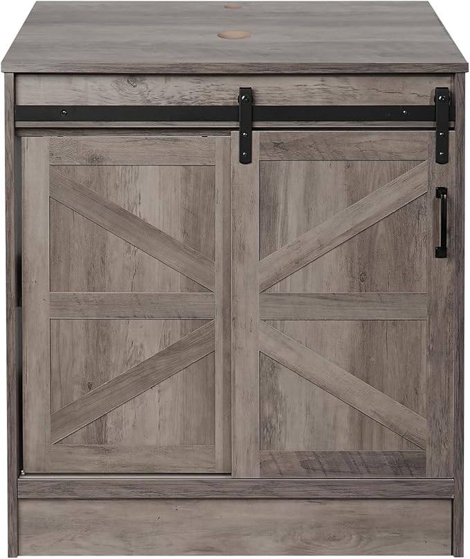 30" Barn Door Bathroom Vanity, Farmhouse Style Standing Pedestal Cabinet Without Sink