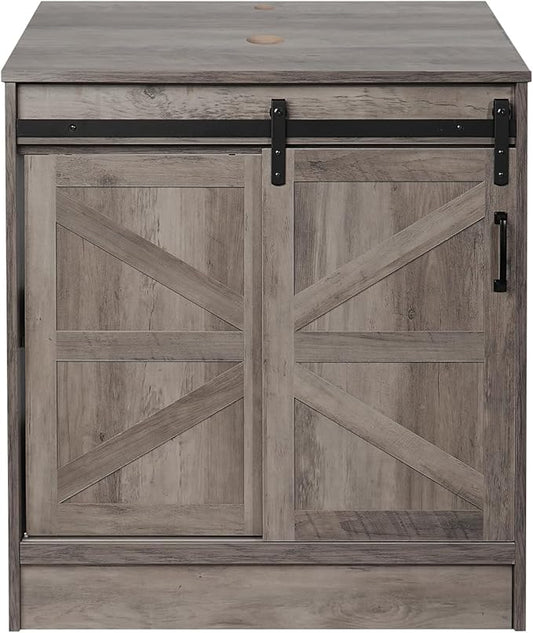 30" Barn Door Bathroom Vanity, Farmhouse Style Standing Pedestal Cabinet Without Sink