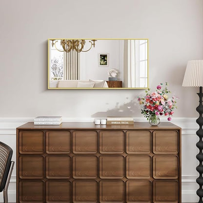 KOCUUY Gold Bathroom Mirror, 20"x40" Rectangle Bathroom Mirror for Wall, HD Tempered Glass, Anti-Rust Frame, Modern Design for Bathroom, Bedroom, Living Room, Entryway