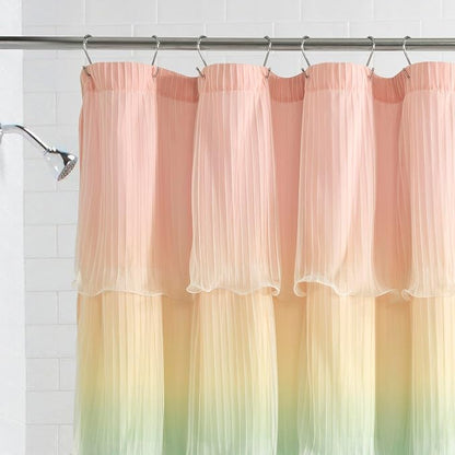 Lush Decor Rainbow Ombre Nerina Ruffled Shower Curtain Single 72" W x 72" L Rainbow -Colorful Shower Curtains for Bathroom - Kids Bathroom Decor