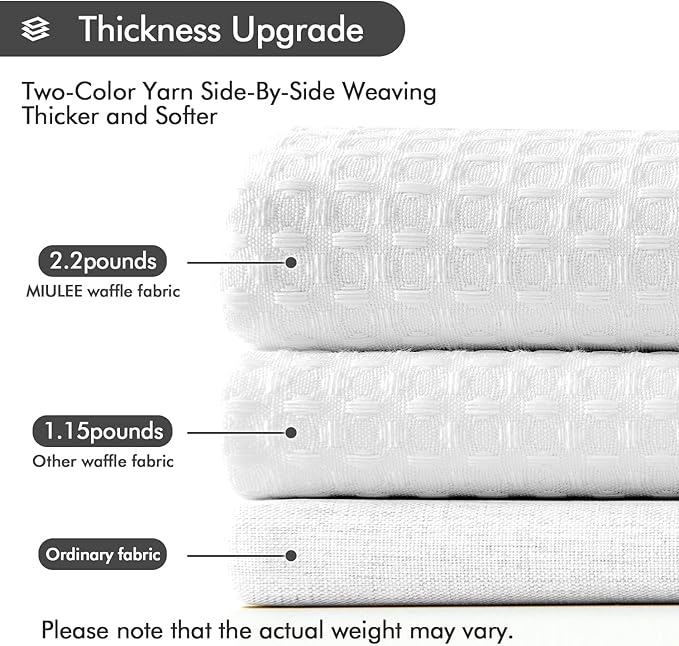 MIULEE Stall Waffle Weave Fabric Stand Up Shower Bath Curtain with 6 Metal Hooks Small 260GSM Heavy Washable Waterproof Narrow Thick Cloth Half Shower Curtains Set for Bathroom Hotel,W36*L72,White