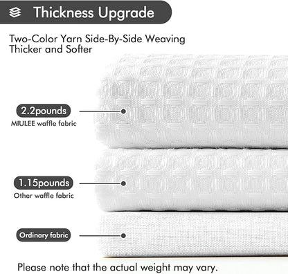 MIULEE Waffle Weave Fabric Shower Bath Curtain with 12 Metal Hooks 260GSM Heavy Duty Washable Waterproof Narrow Thick Cloth Shower Curtains Set for Bathroom Hotel, W72*L72, White